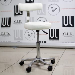 Sgabello professionale con schienale regolabile bianco