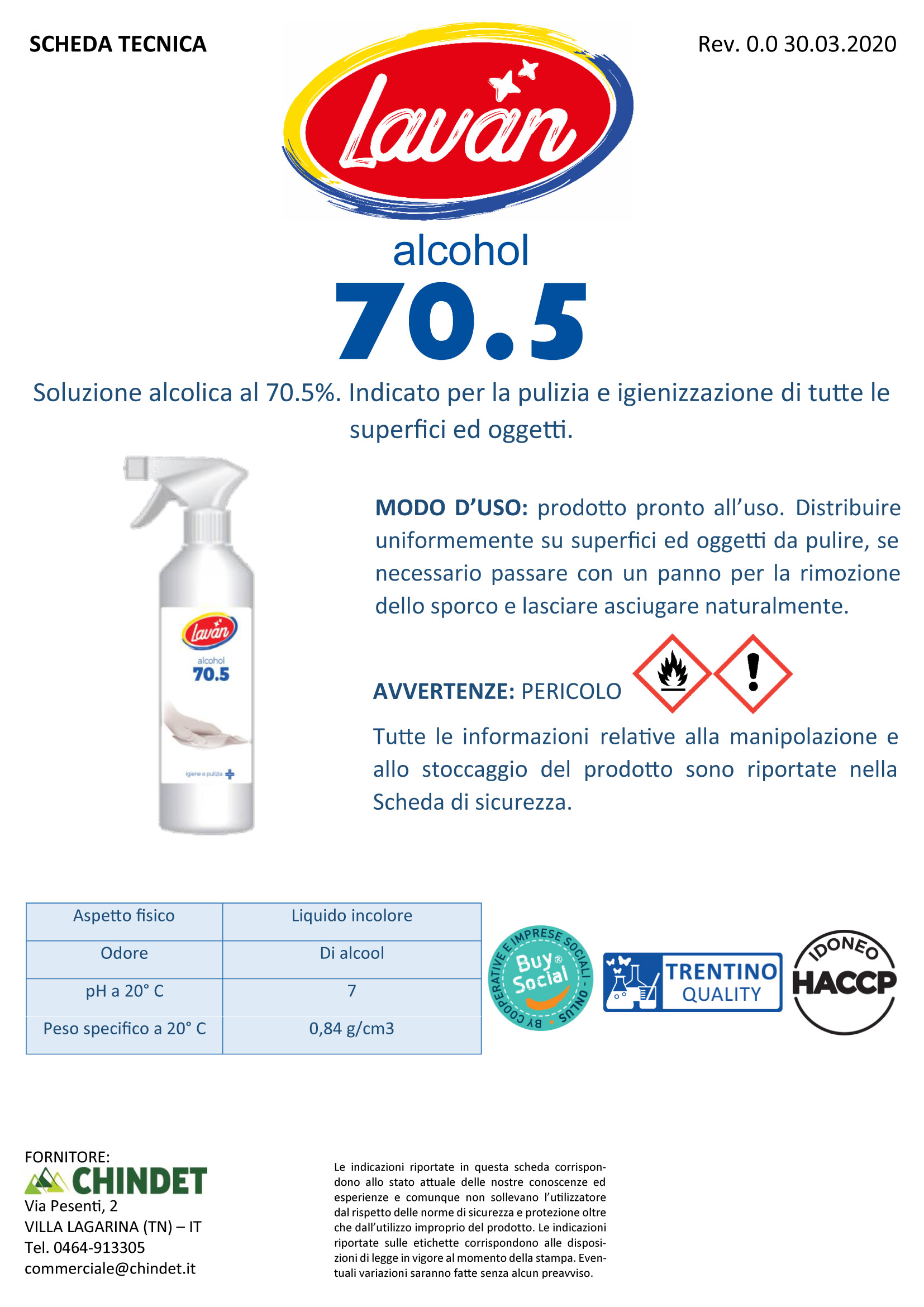 Lavan alchol 70.5 Igienizzazione Superfici e Oggetti - 1000 ml